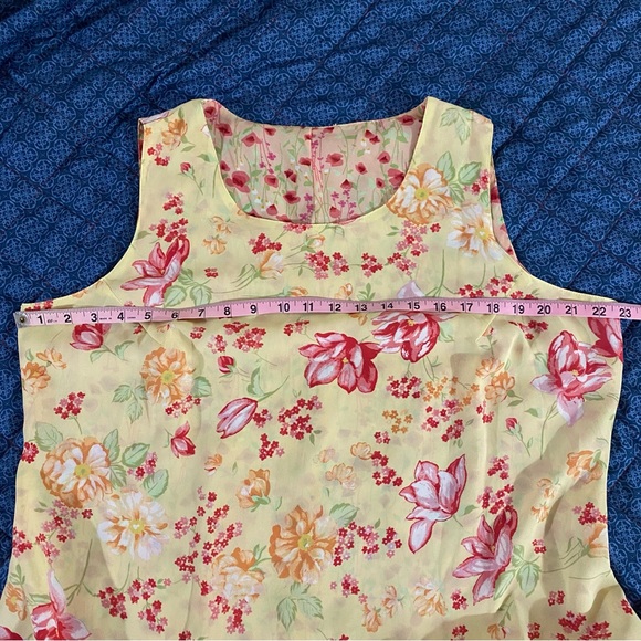 Vintage Reservable Maxi Dress - Yellow and Pink Florals - Size 2XL - Picture 8 of 8